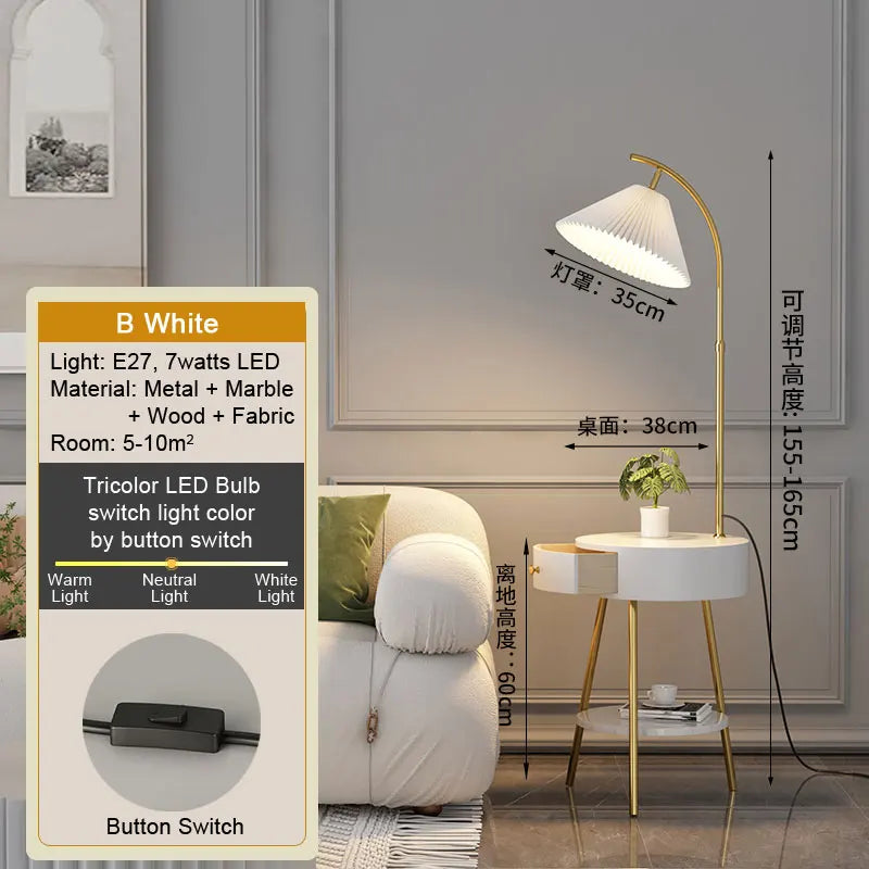 Plissé Cream Floor Lamp