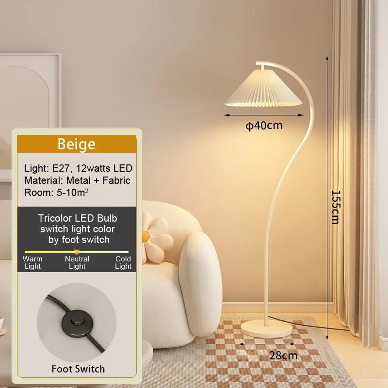 Plissé Cream Floor Lamp