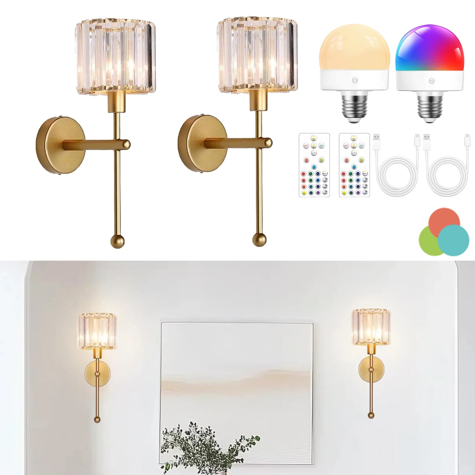 Crystal Wireless Wall Sconce