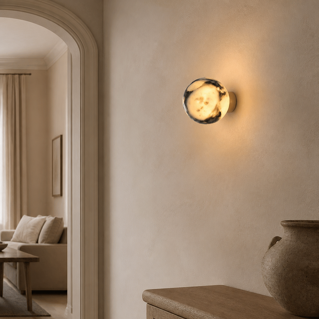 Orbe Marble Sphere Sconce — lifestyle [autogen]
