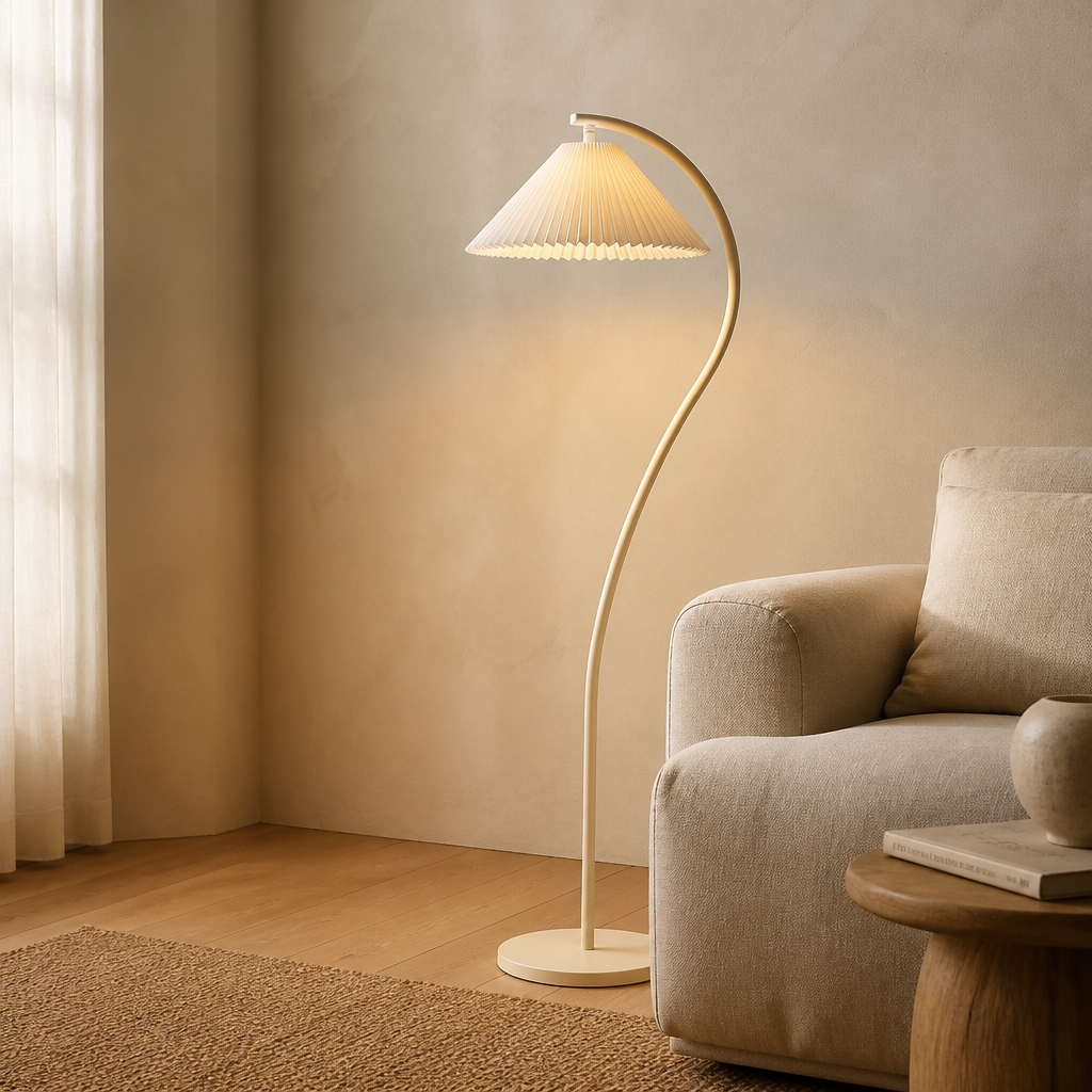 Plissé Cream Floor Lamp — lifestyle [autogen]