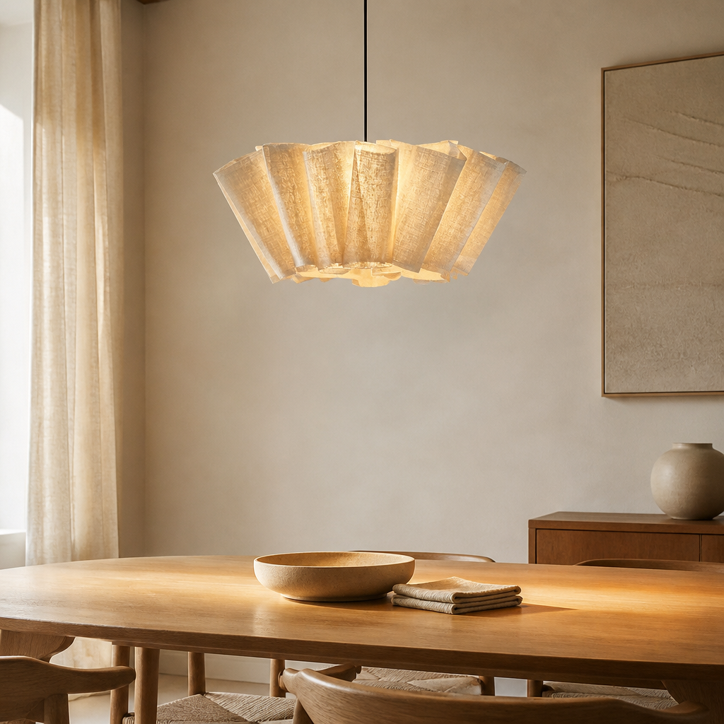 Vento Pleated Linen Pendant — lifestyle [autogen]